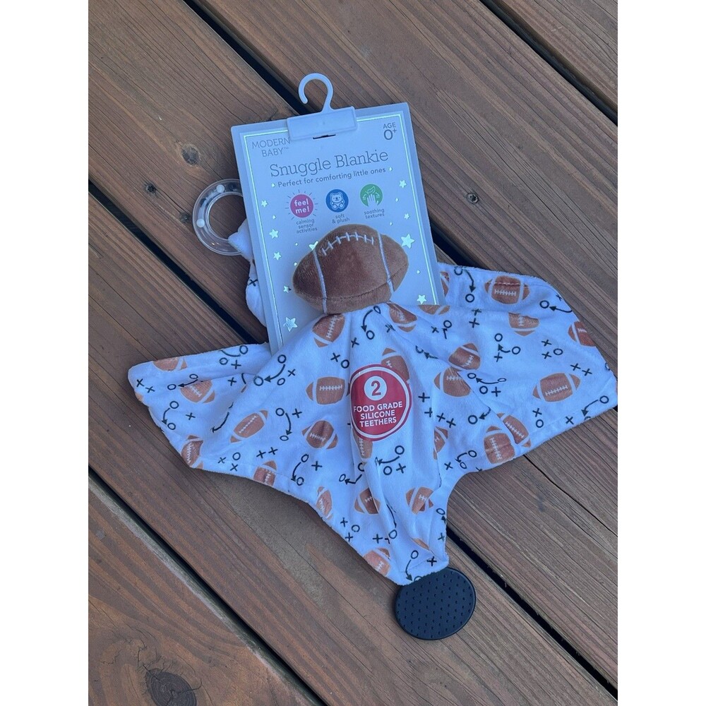 Modern Baby Football Print Activity Blanket Lovey Teether Rattle Sports New